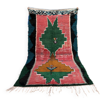 Tapis marocain unique - Tapis Art déco vintage -Boucharouit rug