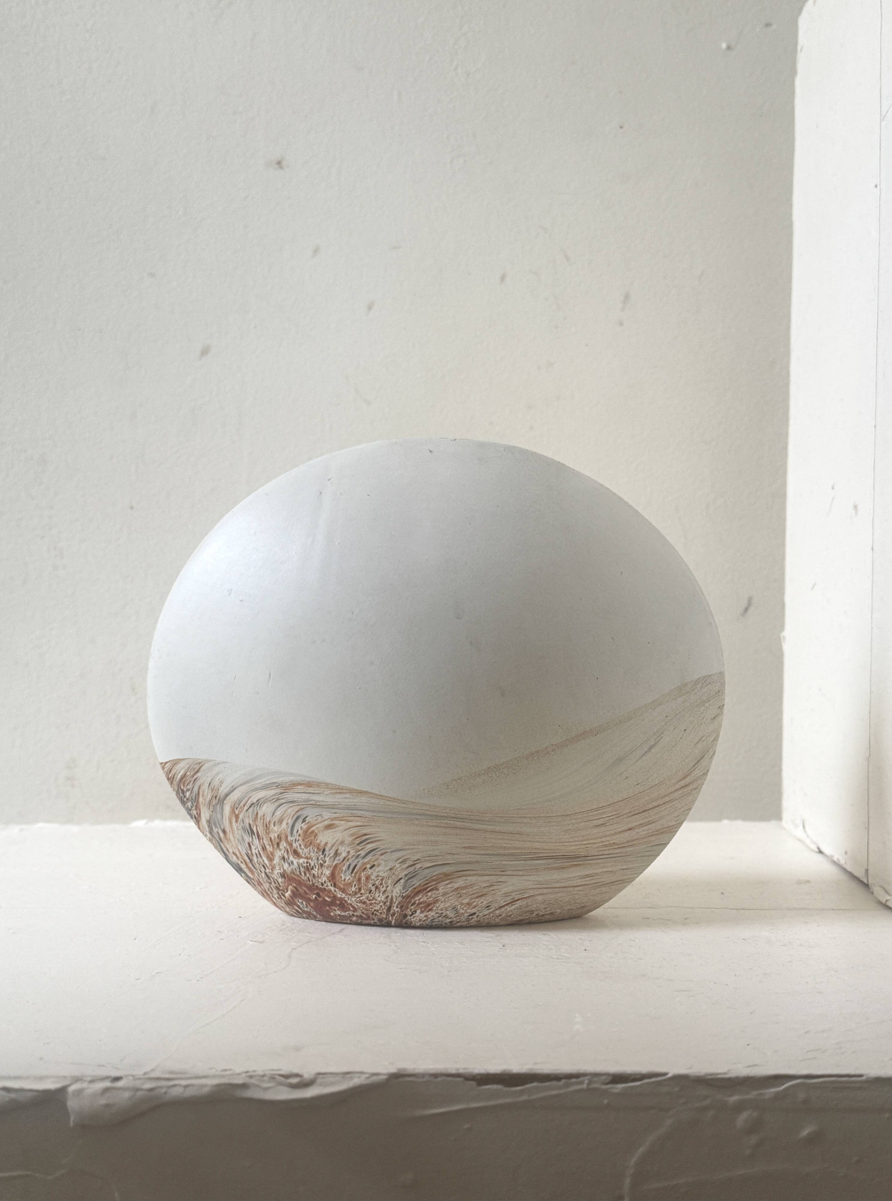 Round moon vase in matte white ceramic