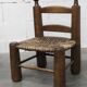 Brutalist children's chair by Charles Doudouyt 1960 oak and wicker