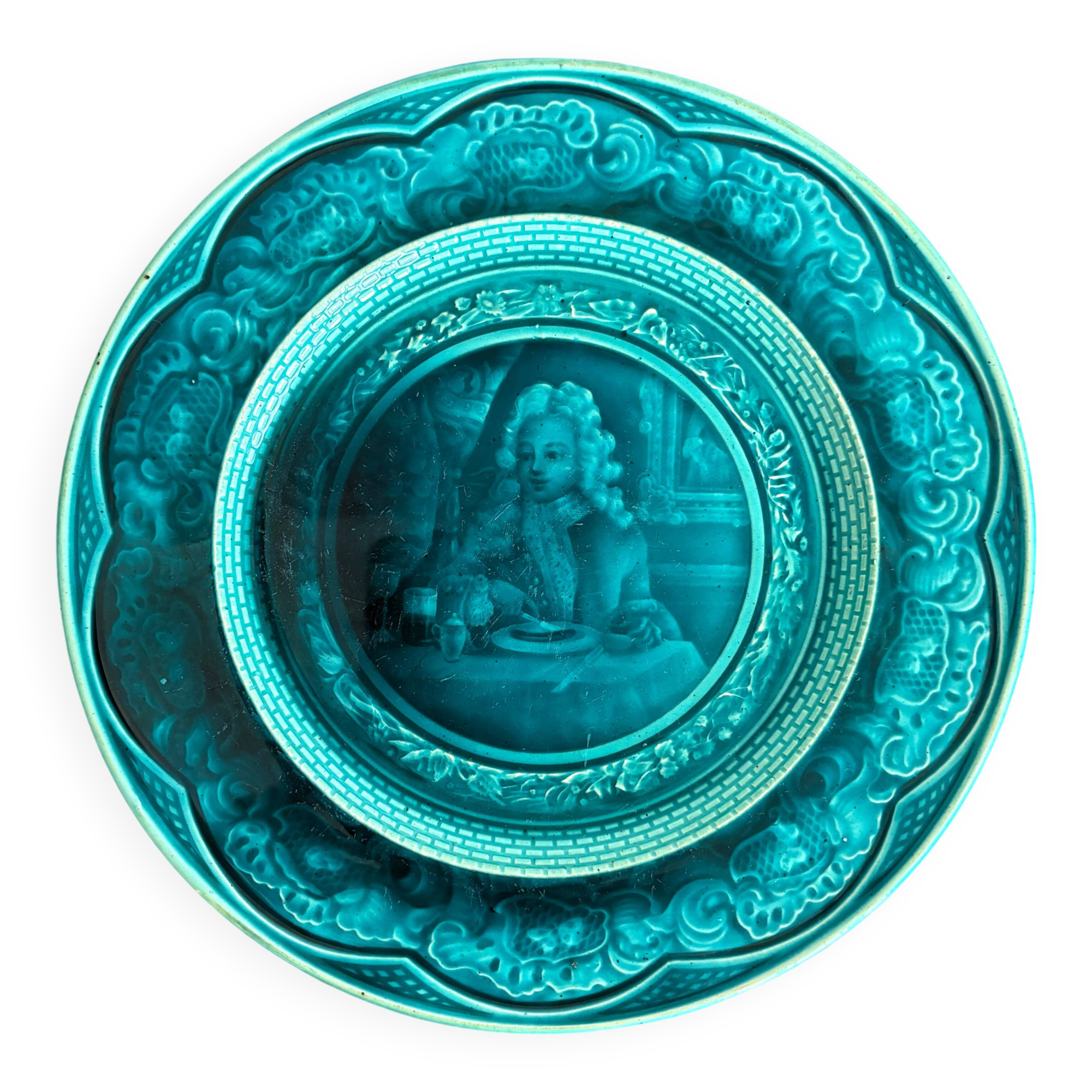 Collection Plate in Turquoise Majolica – Rubelle Ombre Enamel / A.D