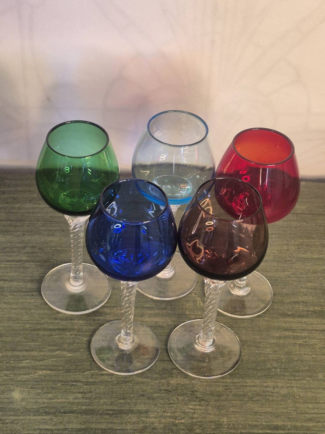 Colored stemmed glasses