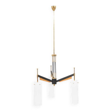 Stilnovo chandelier with 3 glass shades, Italy 1960