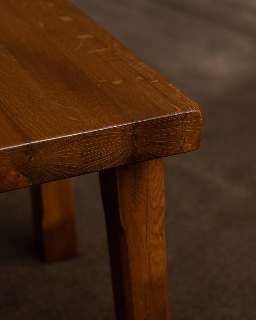 Brutalist Solid Oak Nesting Tables (Set of 3) – Dutch 1970s