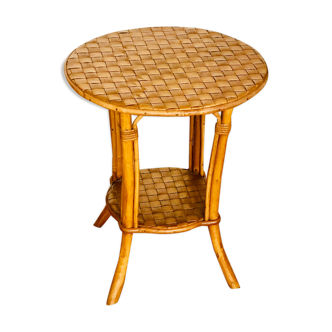 Pedestal table in rattan and wicker H54cm