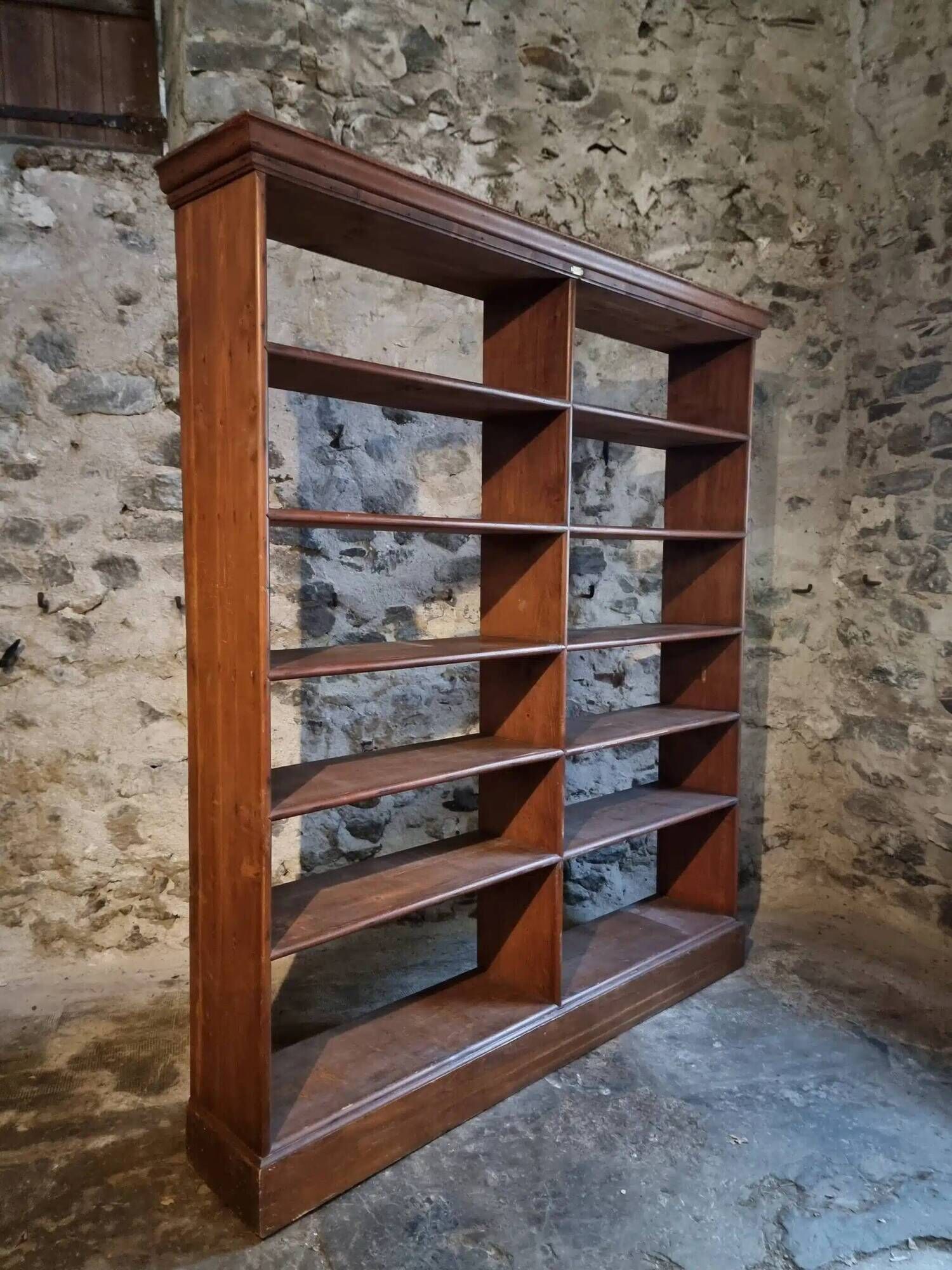 Large open shop shelf from an old French store by Chalmette, 1930s.