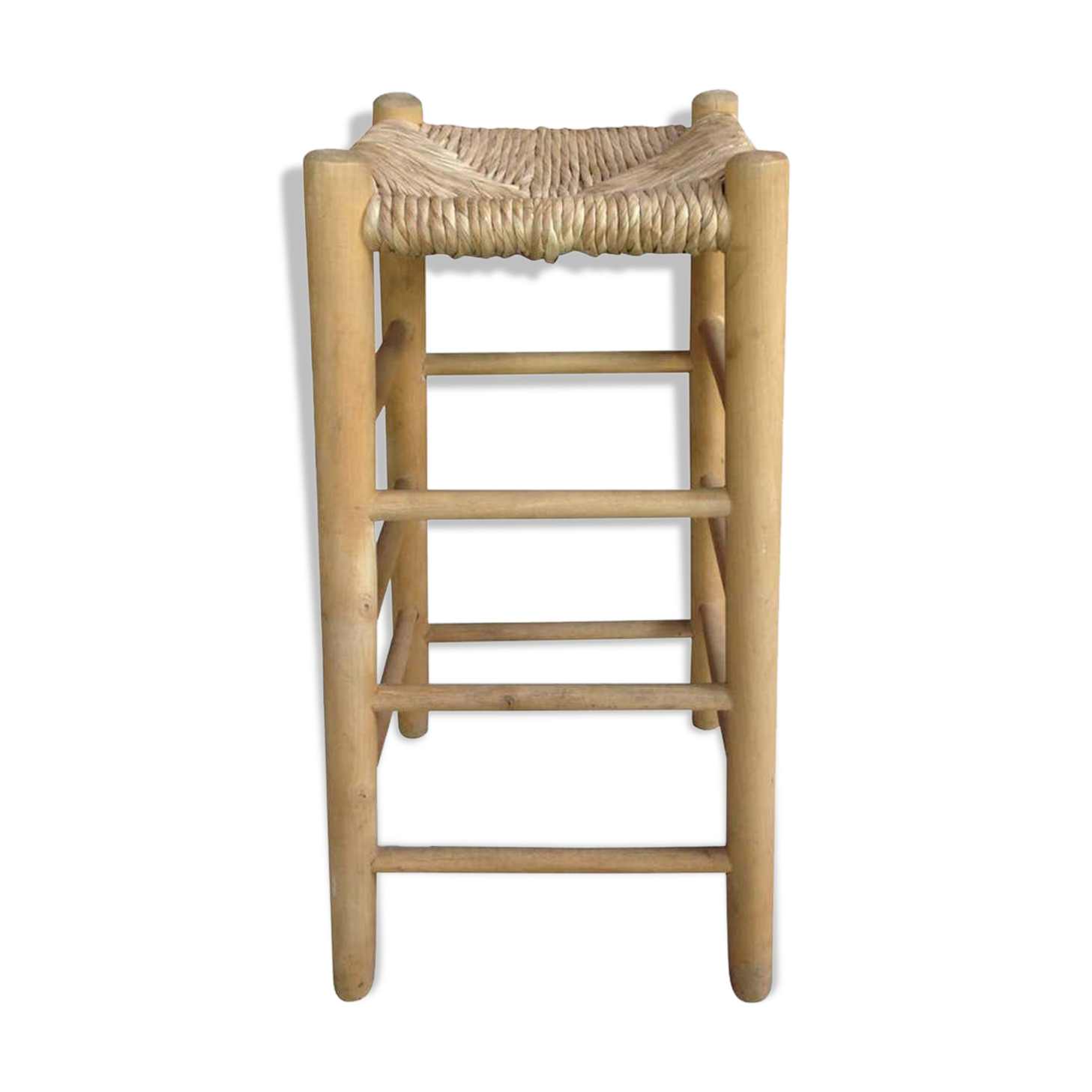 Wooden and straw stool