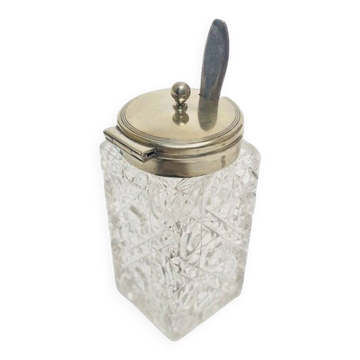 German Biedermeier mustard container with spoon, 1930s, set of 2