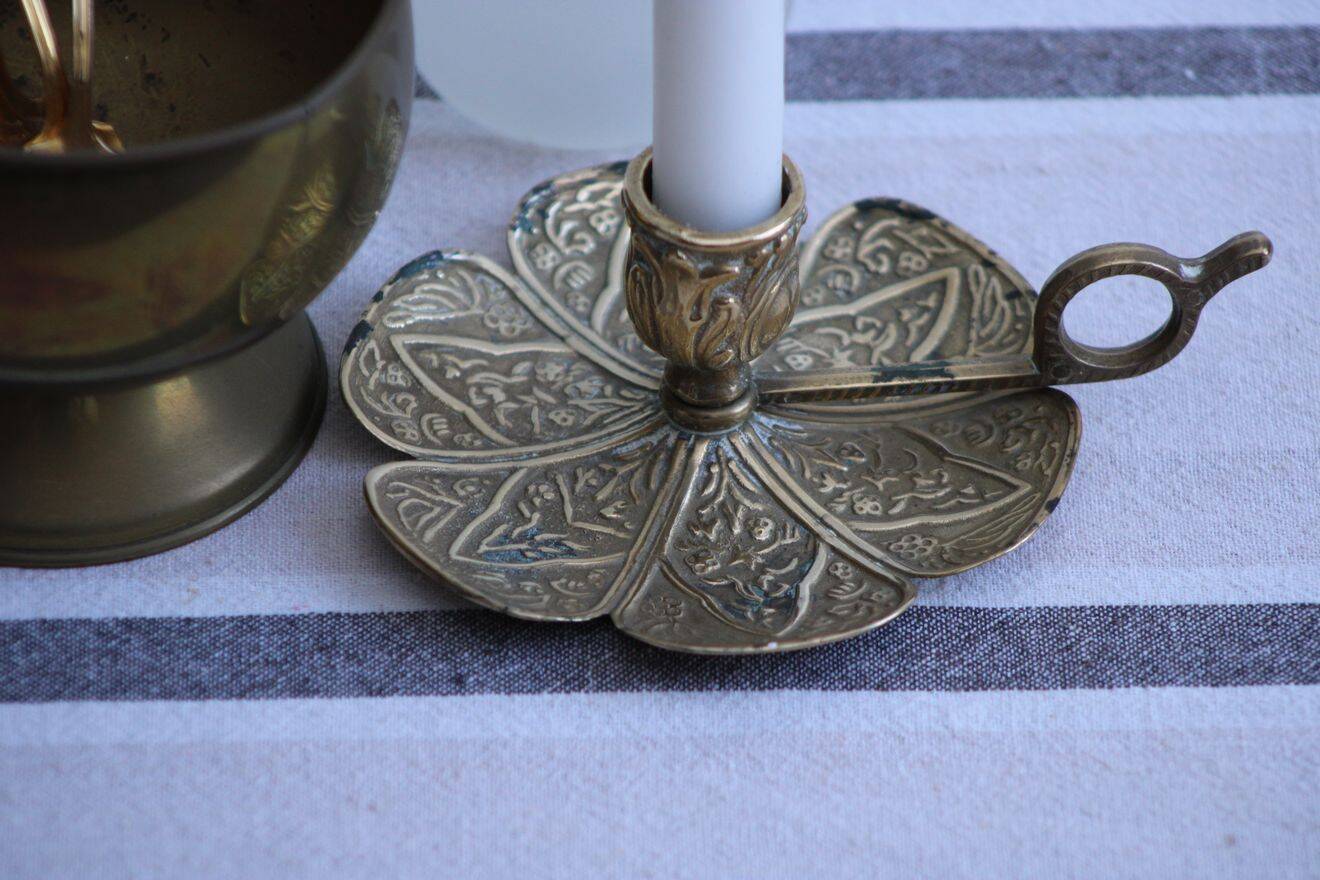 Gold metal candle holder