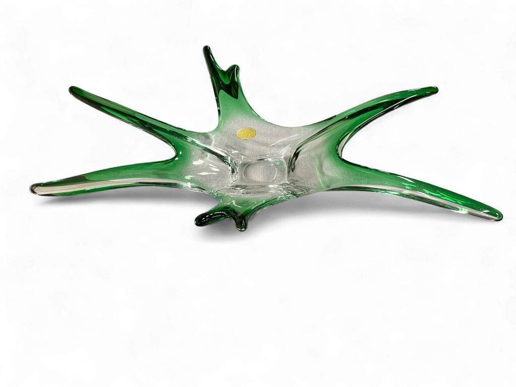 Décoration vintage en verre vert / coupe Braine Le Comte