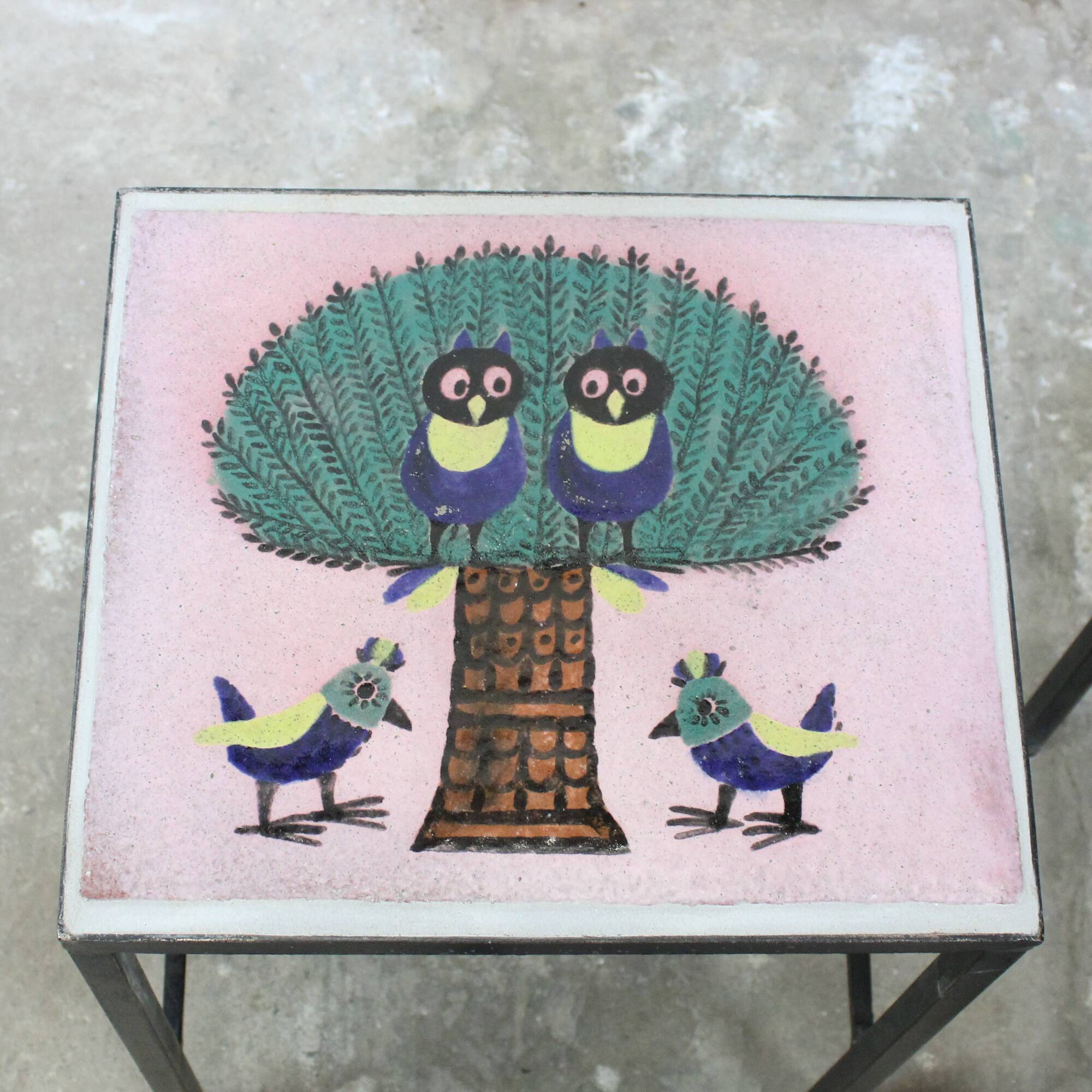 Nesting tables - metal and ceramic from Dour 1960