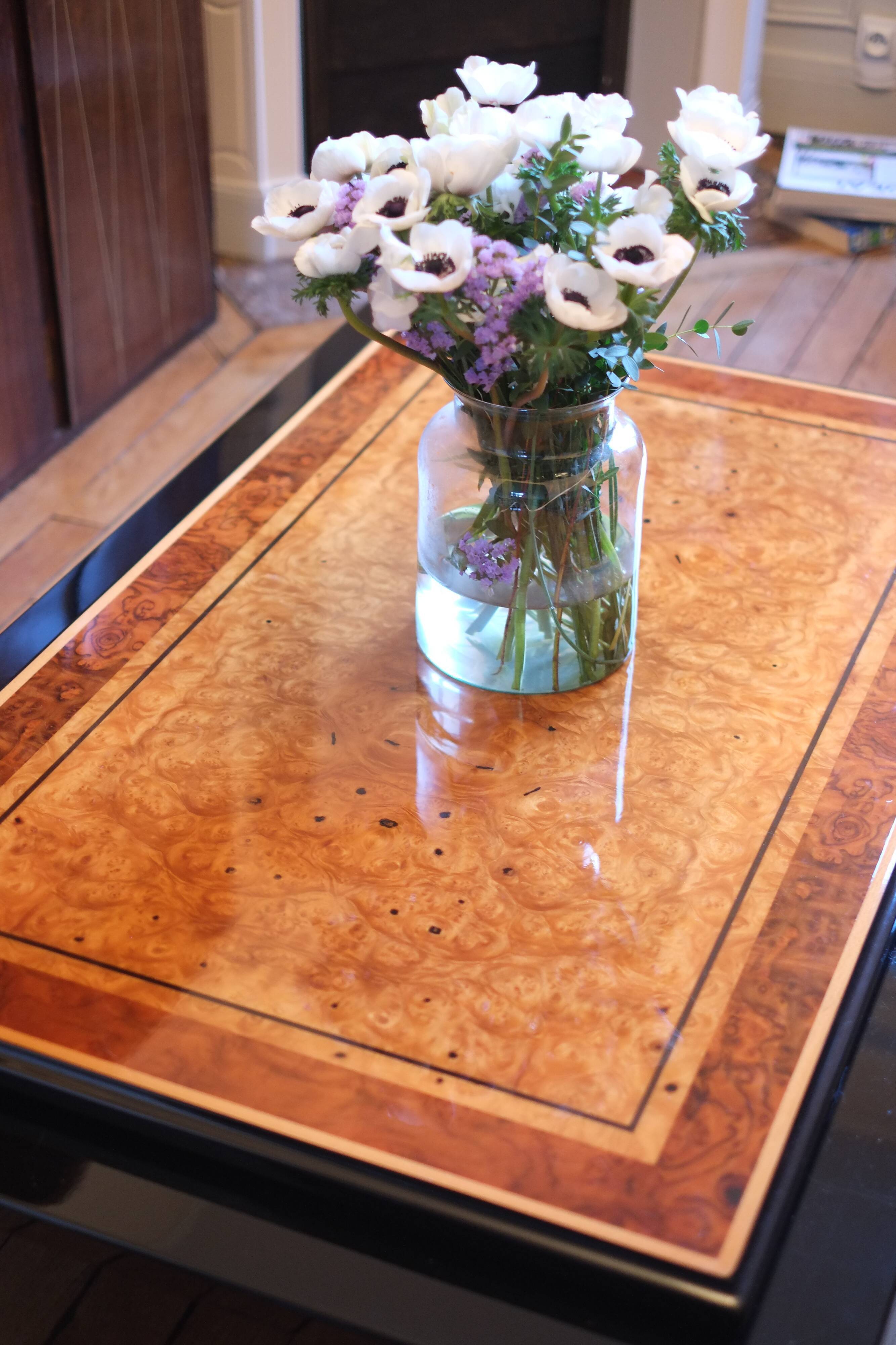 Elm and solid wood magnifier coffee table