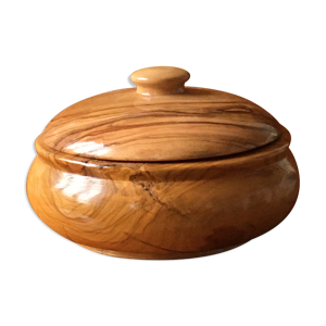 Boite ronde en bois vernis