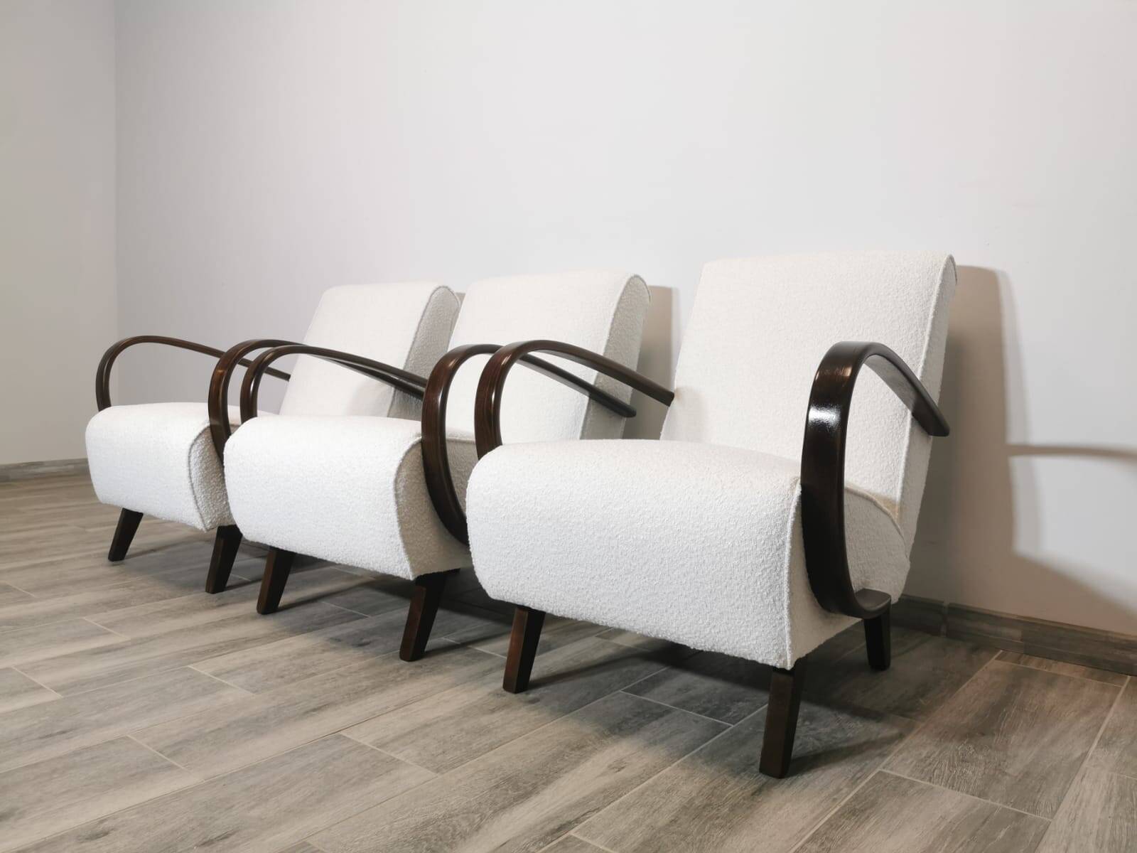 Set de 3 fauteuils par Jindrich Halabala, 1940s