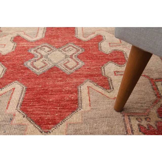 1970s Turkish Hand-Knotted Wool Cotton Red Runner Rug 104x260