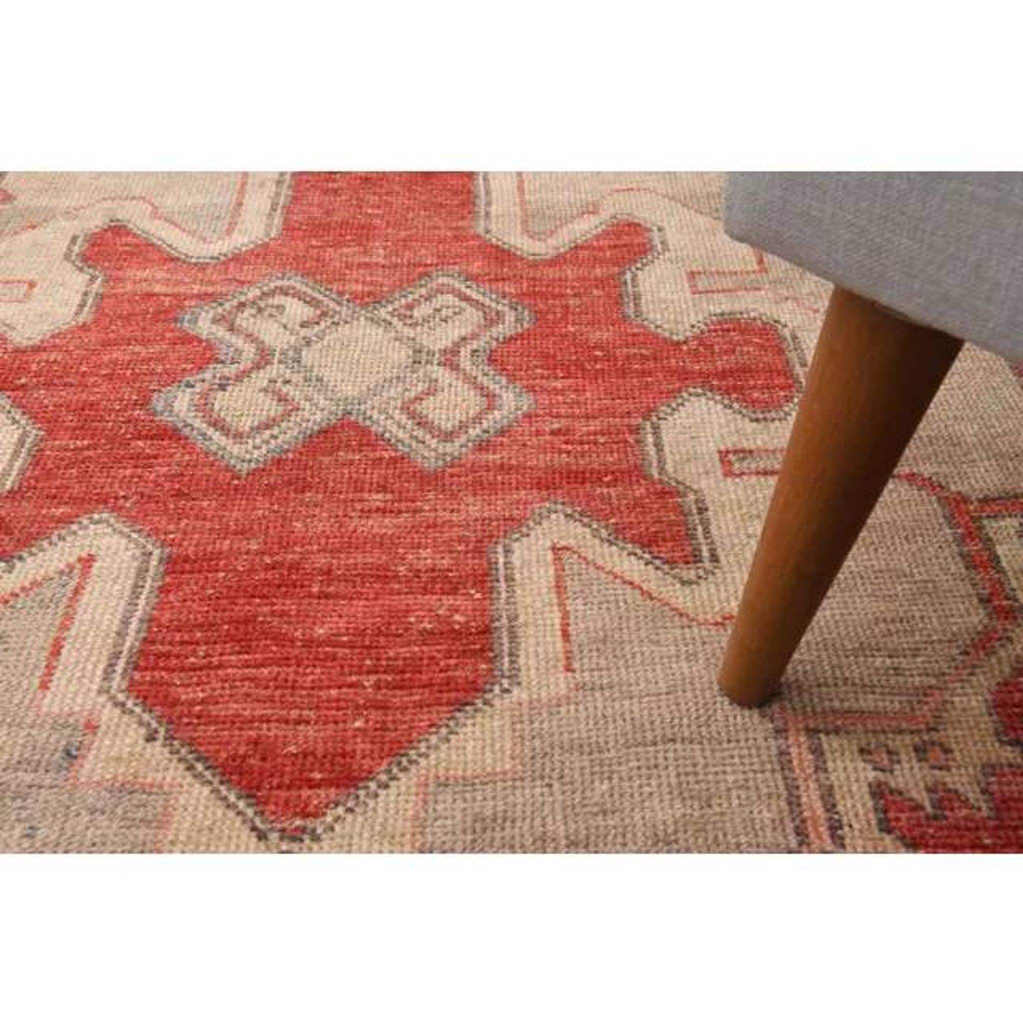 1970s Turkish Hand-Knotted Wool Cotton Red Runner Rug 104x260