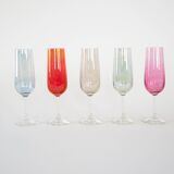 Set of coloured wine glasses, 1960s, made in Czechoslovakia