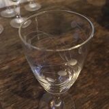 Set of 6 wine glasses etched on foot