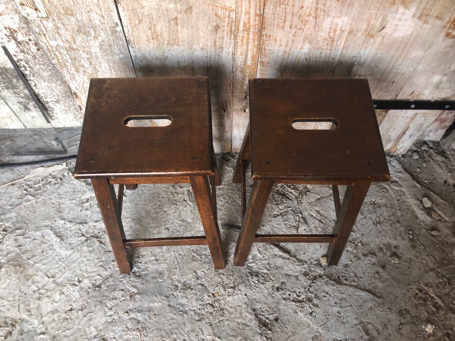 Paire de tabouret bistrot bois années 60 vintage