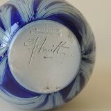 Vase en grès d'Alsace Betschdorf - Potterie Schmitter - Gris et Bleu Cobalt