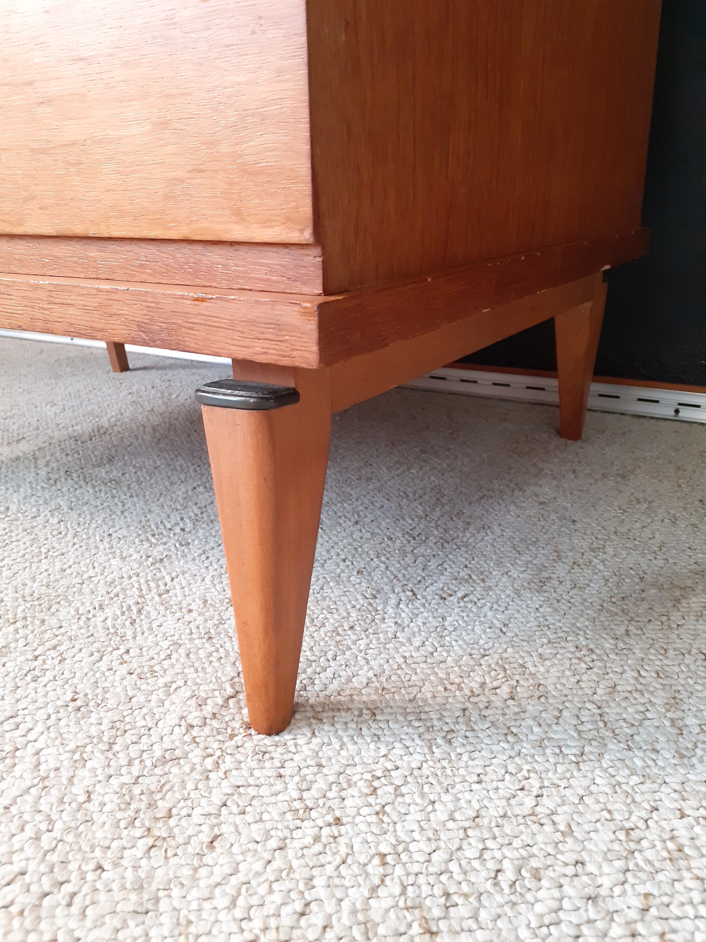 Vintage desk with compass feet around 1950
