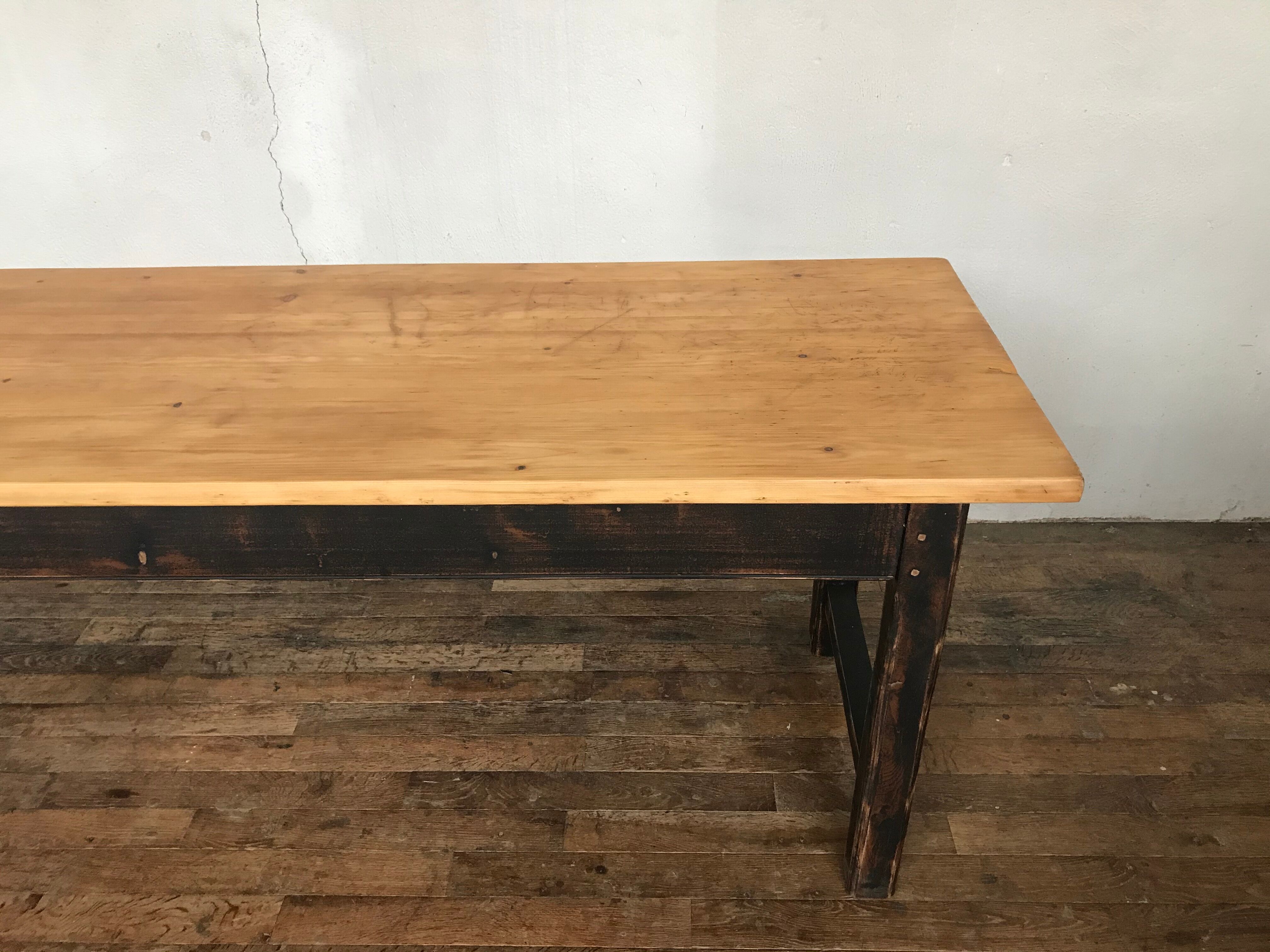 Ancienne table de ferme 2m23 , début 20ème sapin bistrot campagne