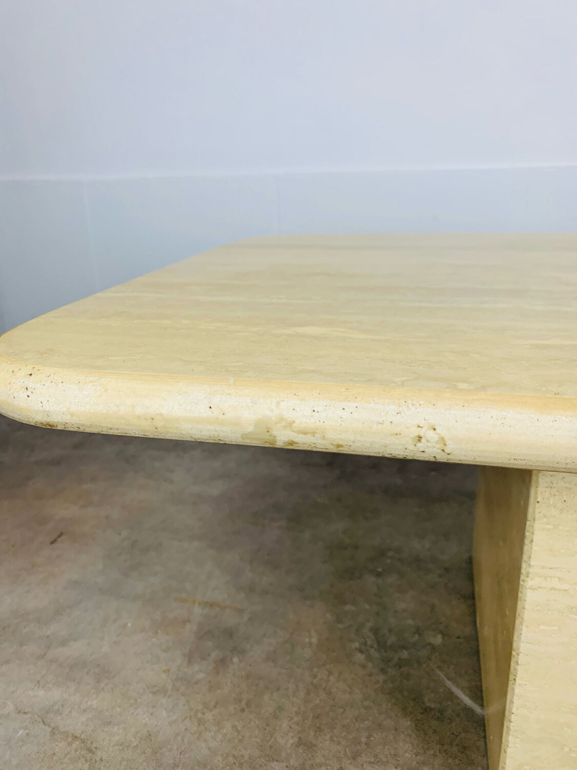 Rectangular travertine coffee table