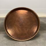 Vintage handcrafted XL round brass tray