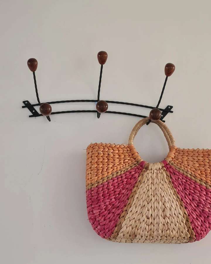 Wooden wrought iron hooks