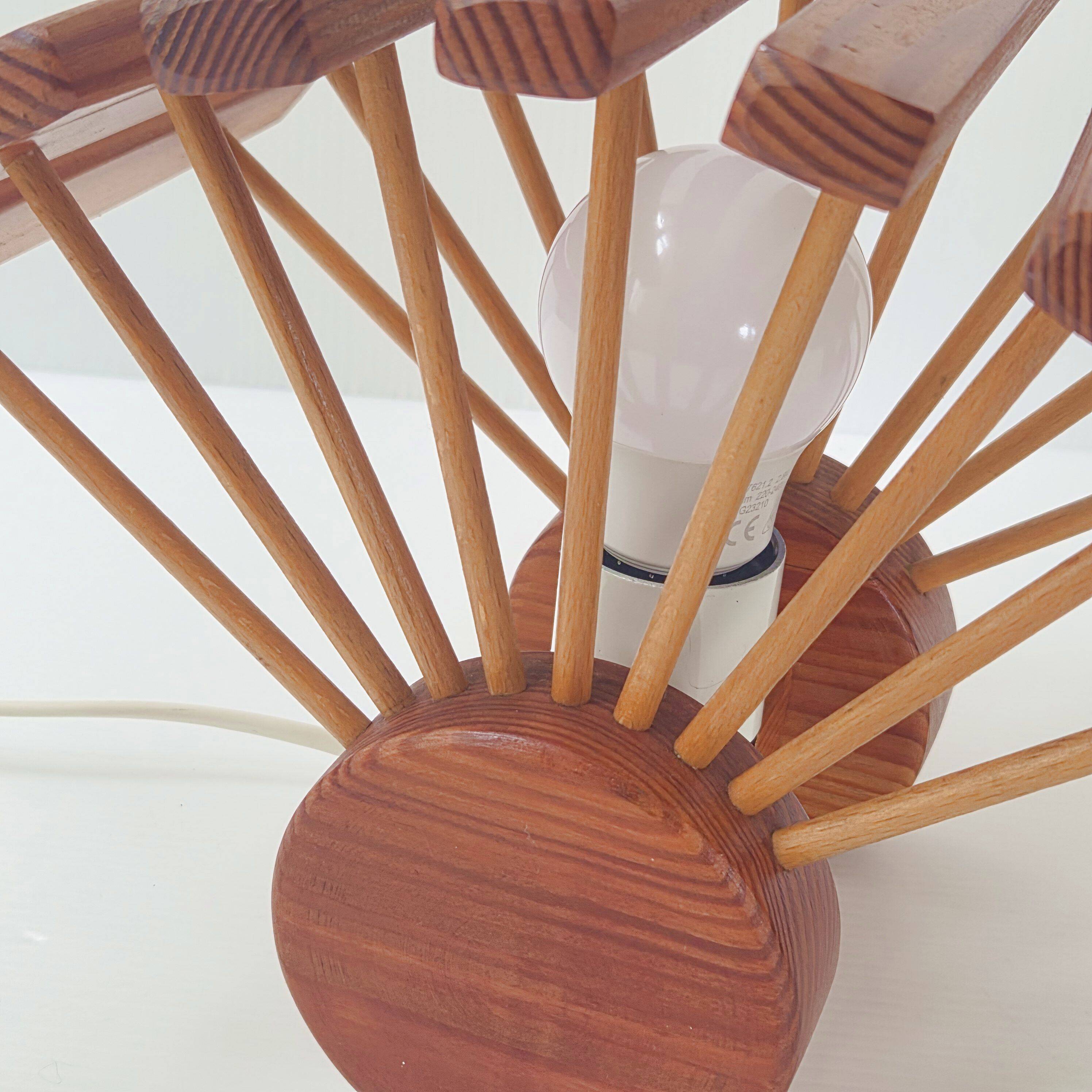 Pair of vintage lamps by Pierre Chapo in pine, 1960.
