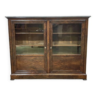 Bibliothèque basse Louis Philippe XIXème en acajou et dessus marbre