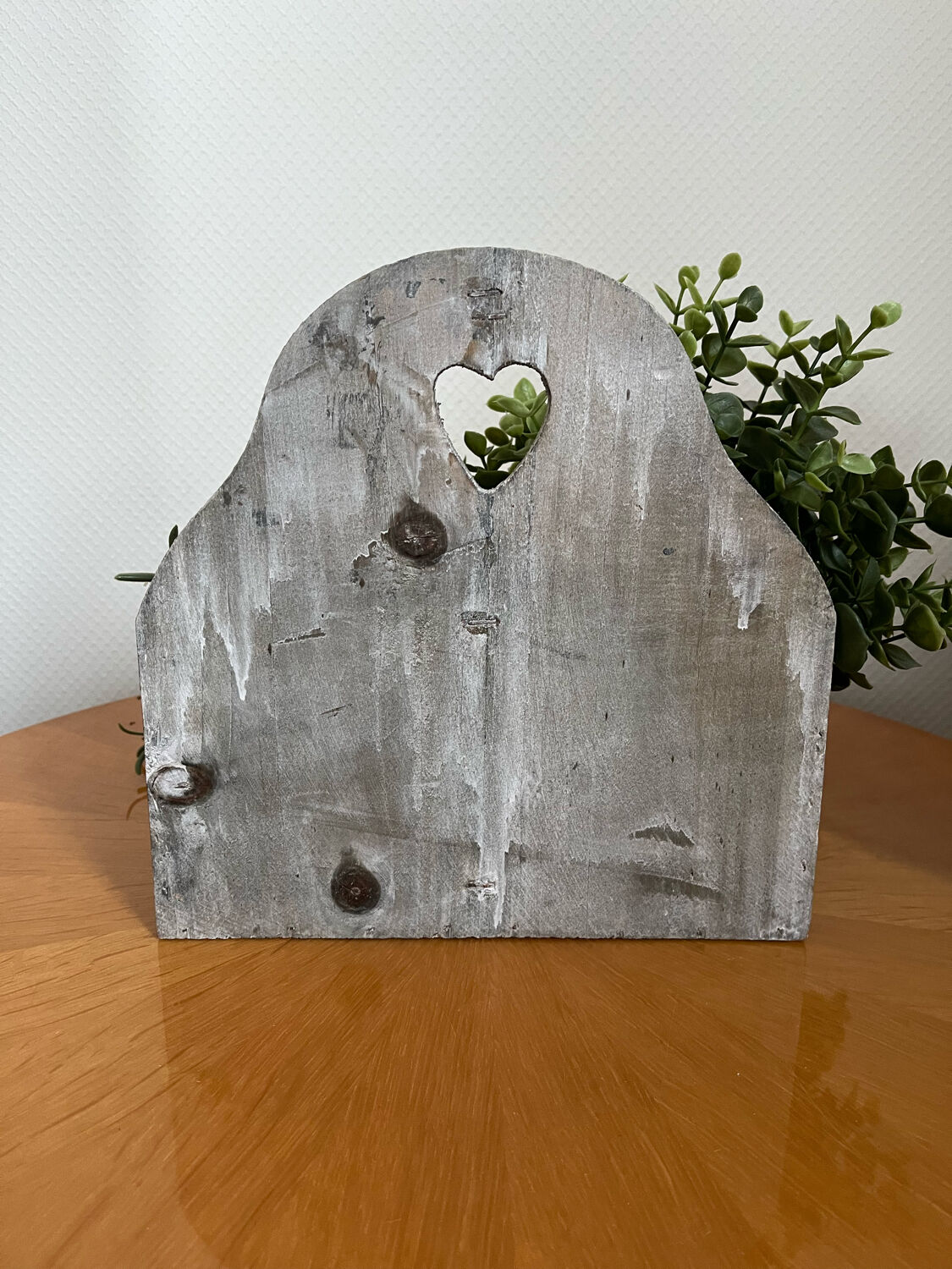 Wooden planter white patina