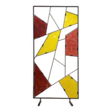 Mid-century modern geometric room divider with textured coloured glass, 1970s–1980s