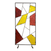 Mid-century modern geometric room divider with textured coloured glass, 1970s–1980s