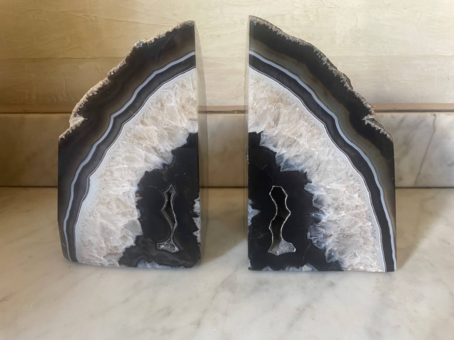 Paire de serres-livres en agate 4,3kg