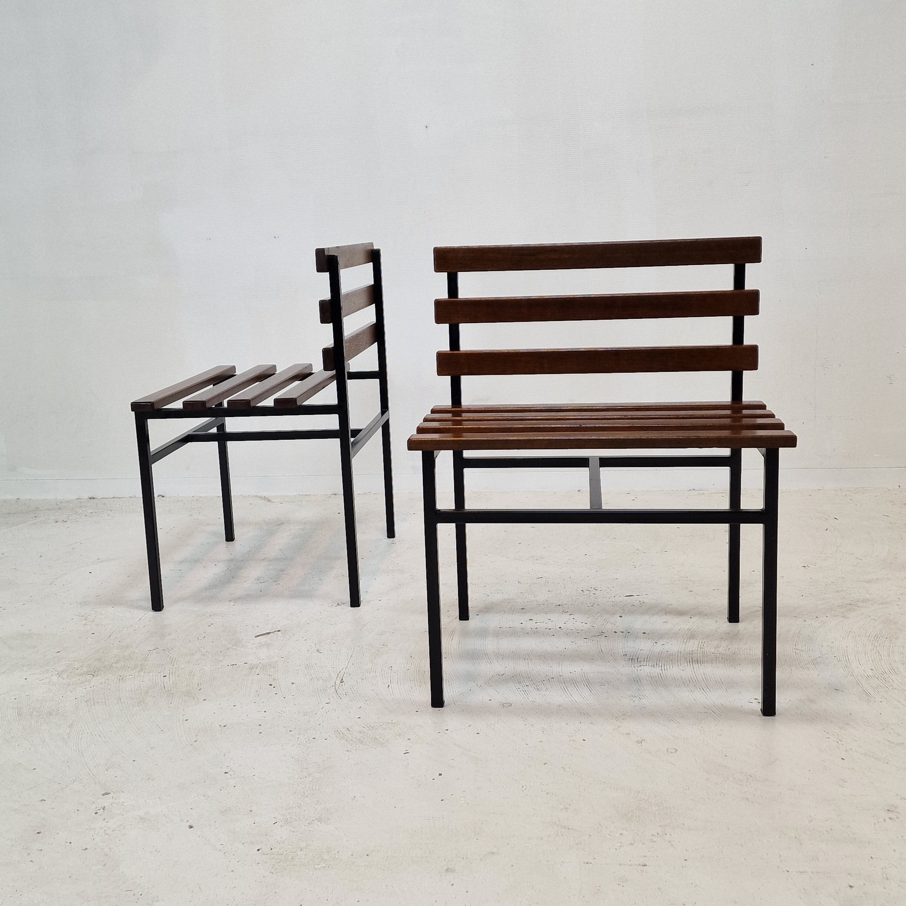 Set of 2 benches in teak, italy, 1960s