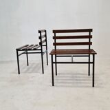 Set of 2 benches in teak, italy, 1960s