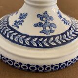 Pair of old candlesticks in blue and white earthenware Gien 1950