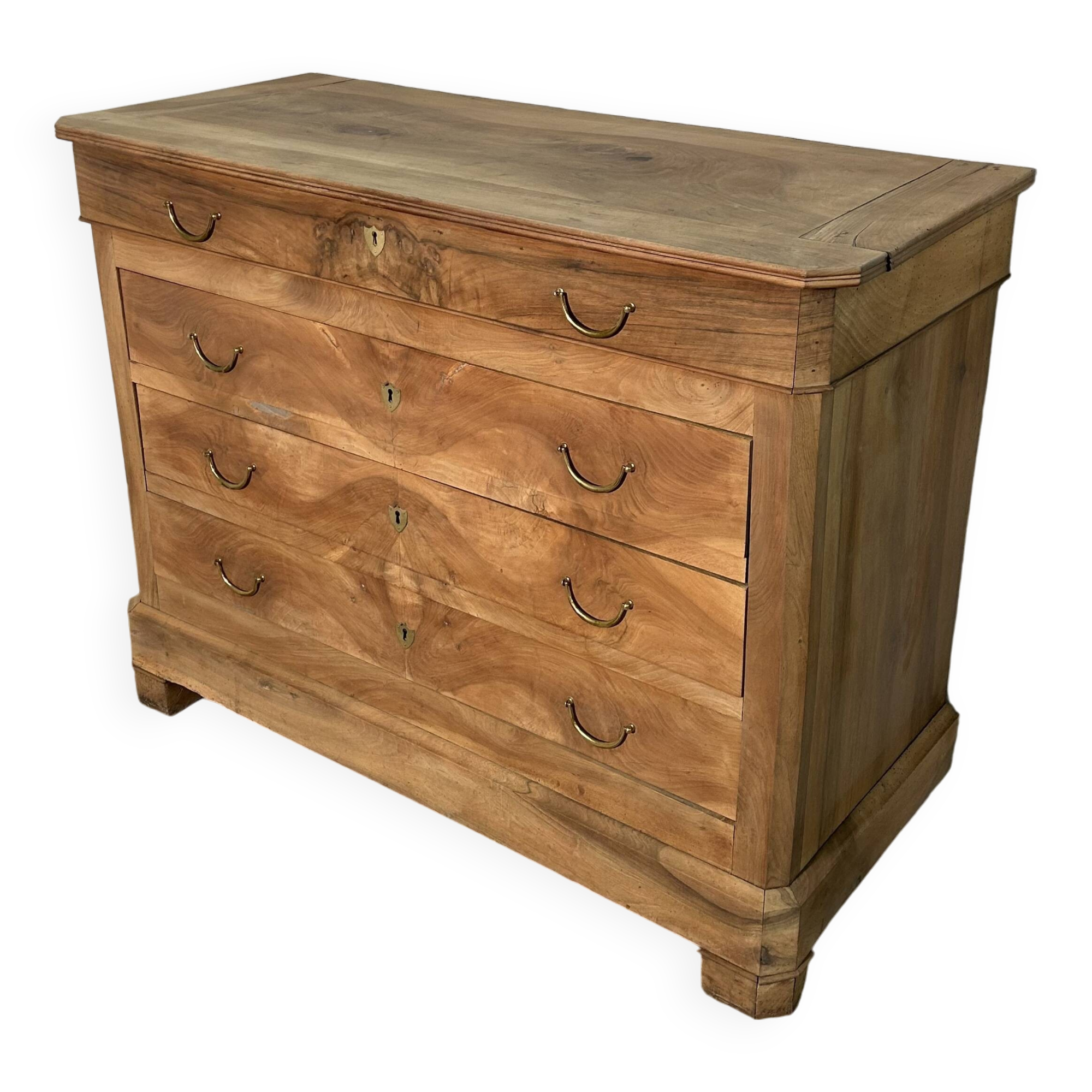 Louis Philipe chest of drawers in solid walnut, airbrushed