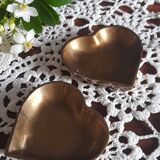 Duo of pocket trays, brass heart, vintage