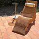 Deck chair sunbed in rattan and bamboo 1960