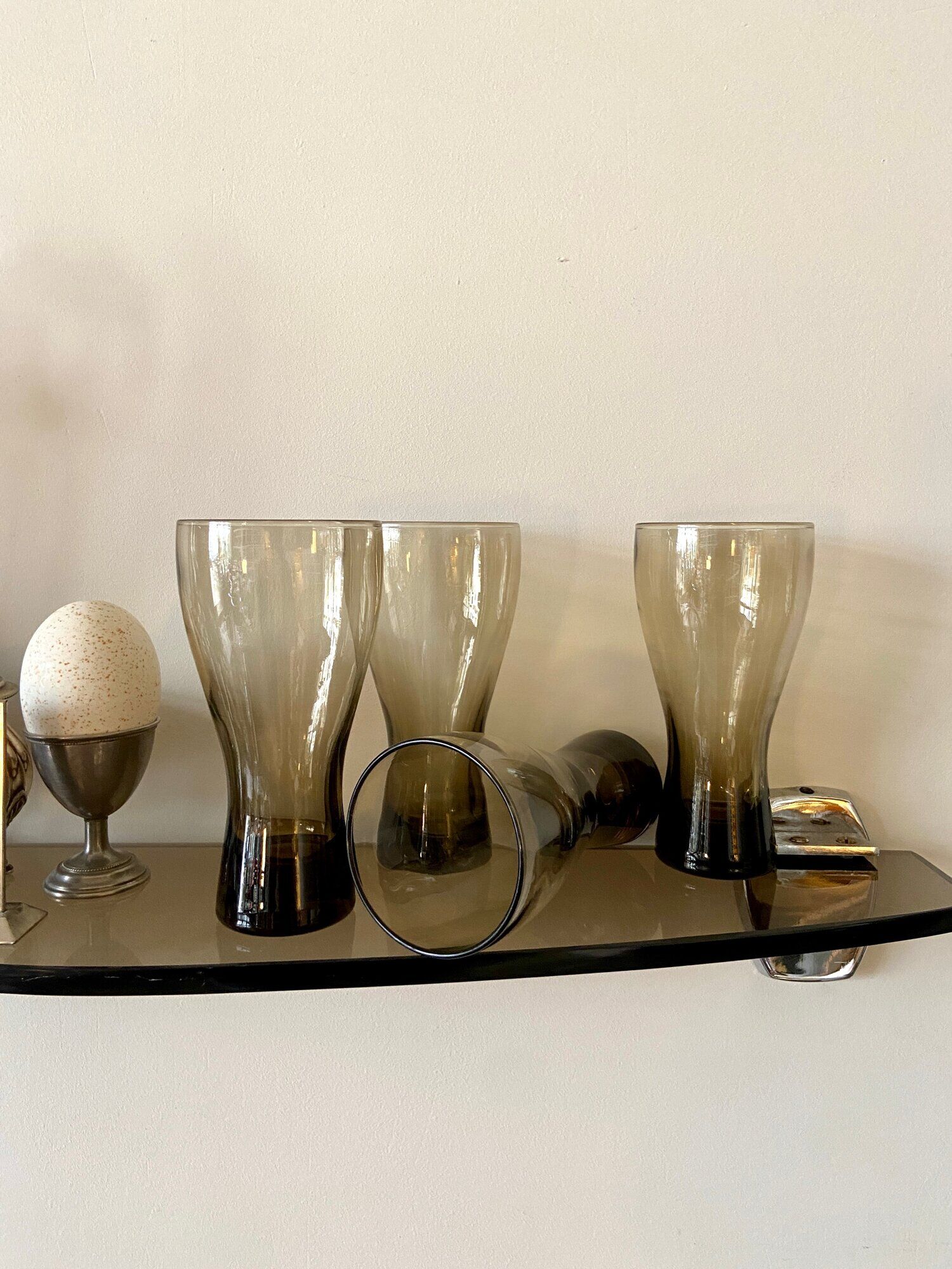 4 smoked glass glasses