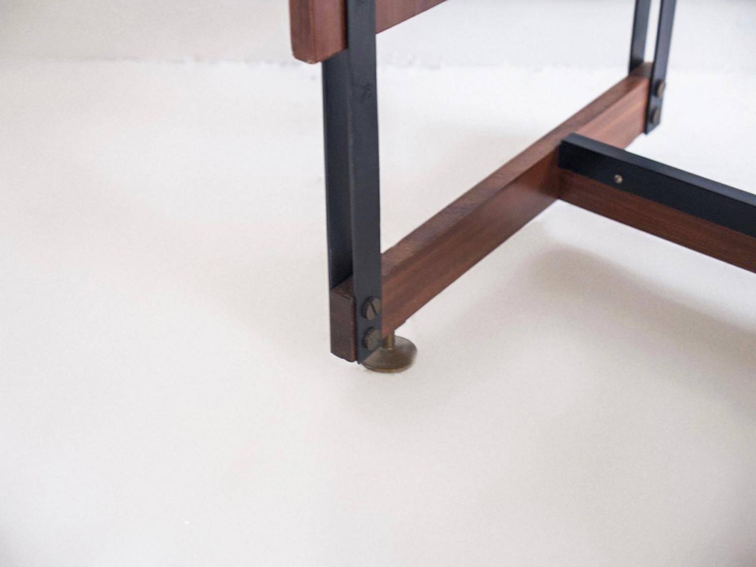 Small wooden desk with metal structure, Italy, 1960s.