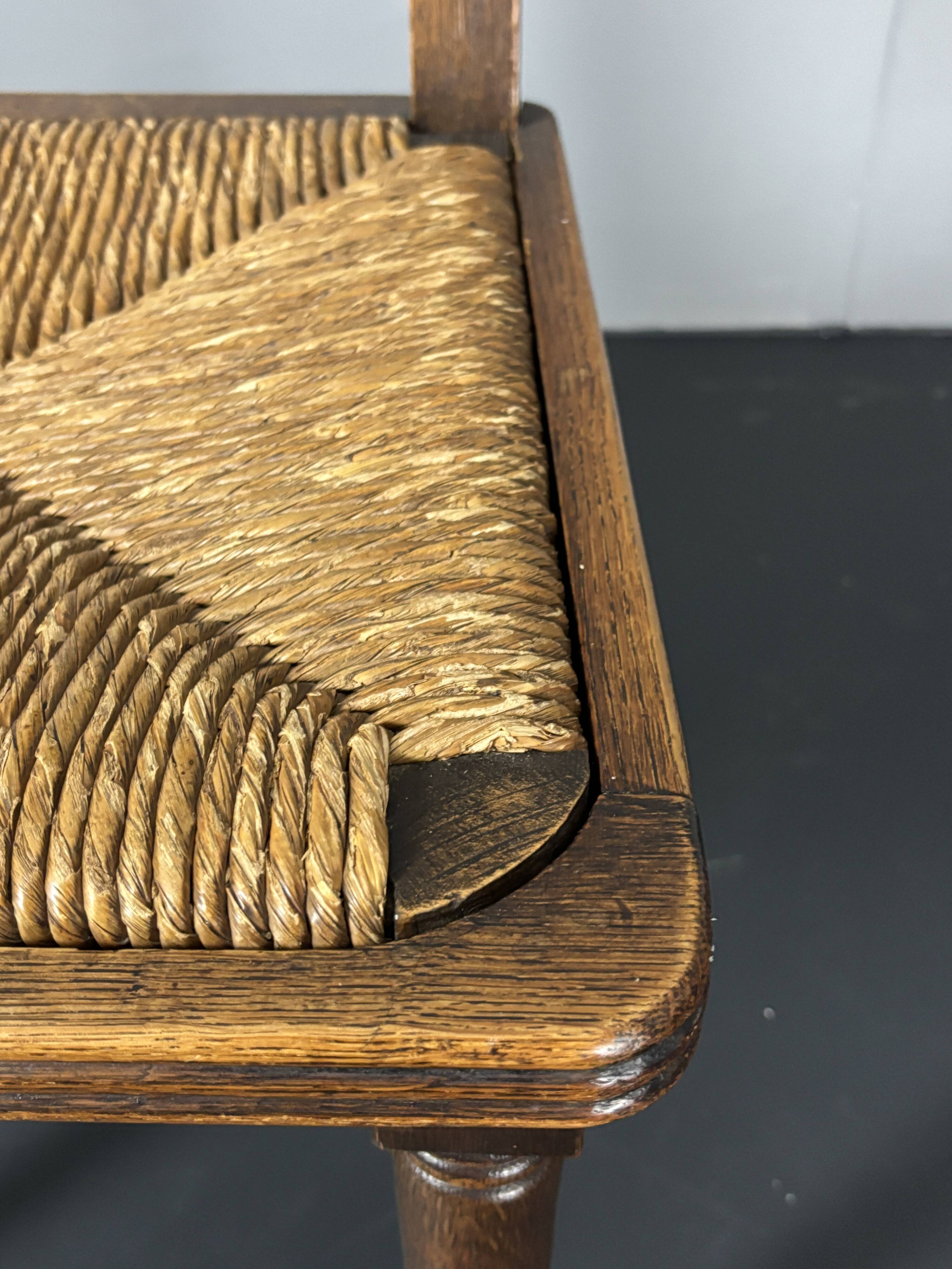 6 Farmhouse wood turned rush dining chairs