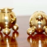 Pair of Mid-Century Swedish Brass Candle Holders by Gusum