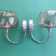 Pair of chrome metal and smoked glass wall lights from the 80s