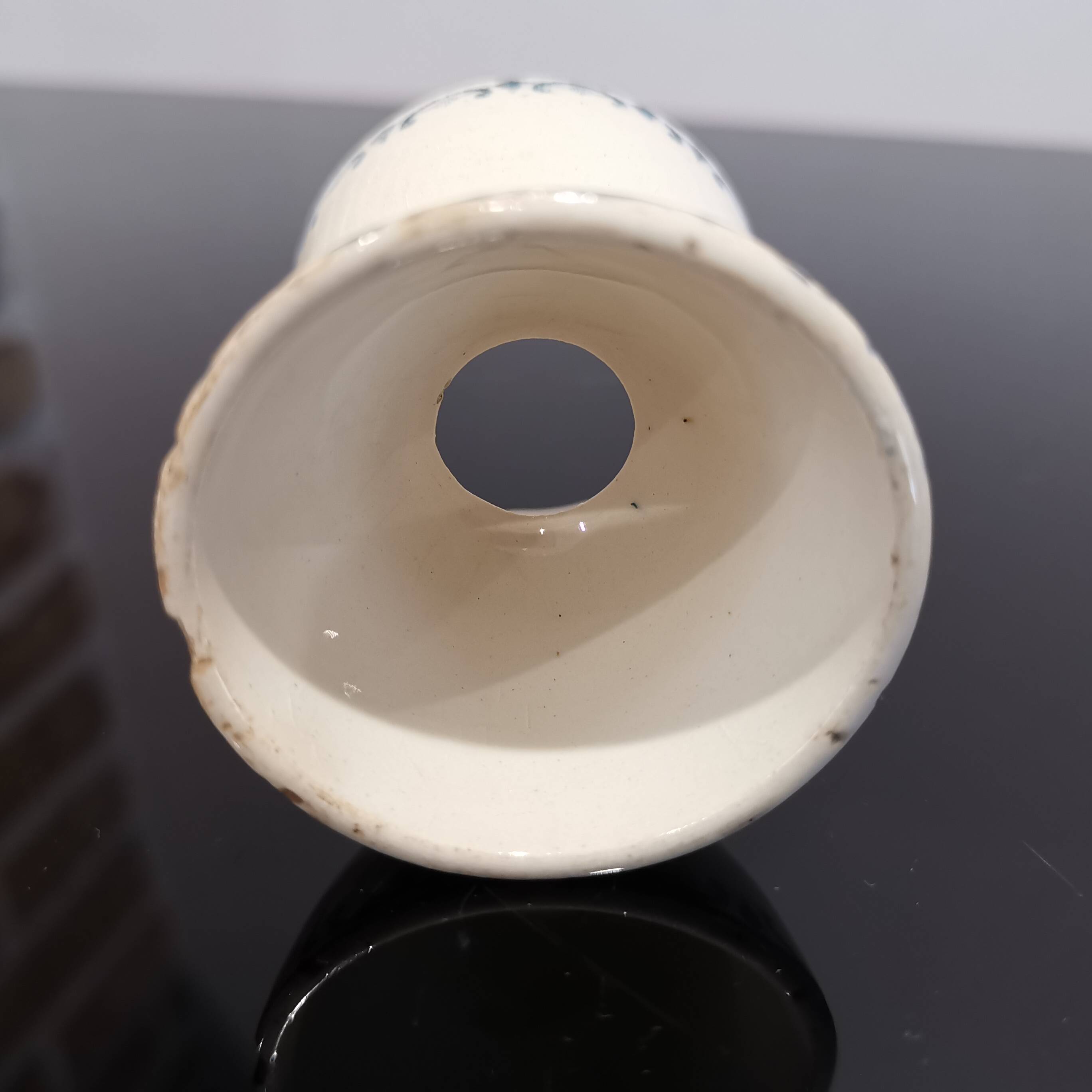 Vintage blue earthenware egg cup