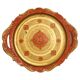 Vintage orange wooden decorative plate, Italy, 1960s