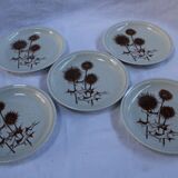 Set of 5 plates in Sarreguemines sandstone pattern Chardons