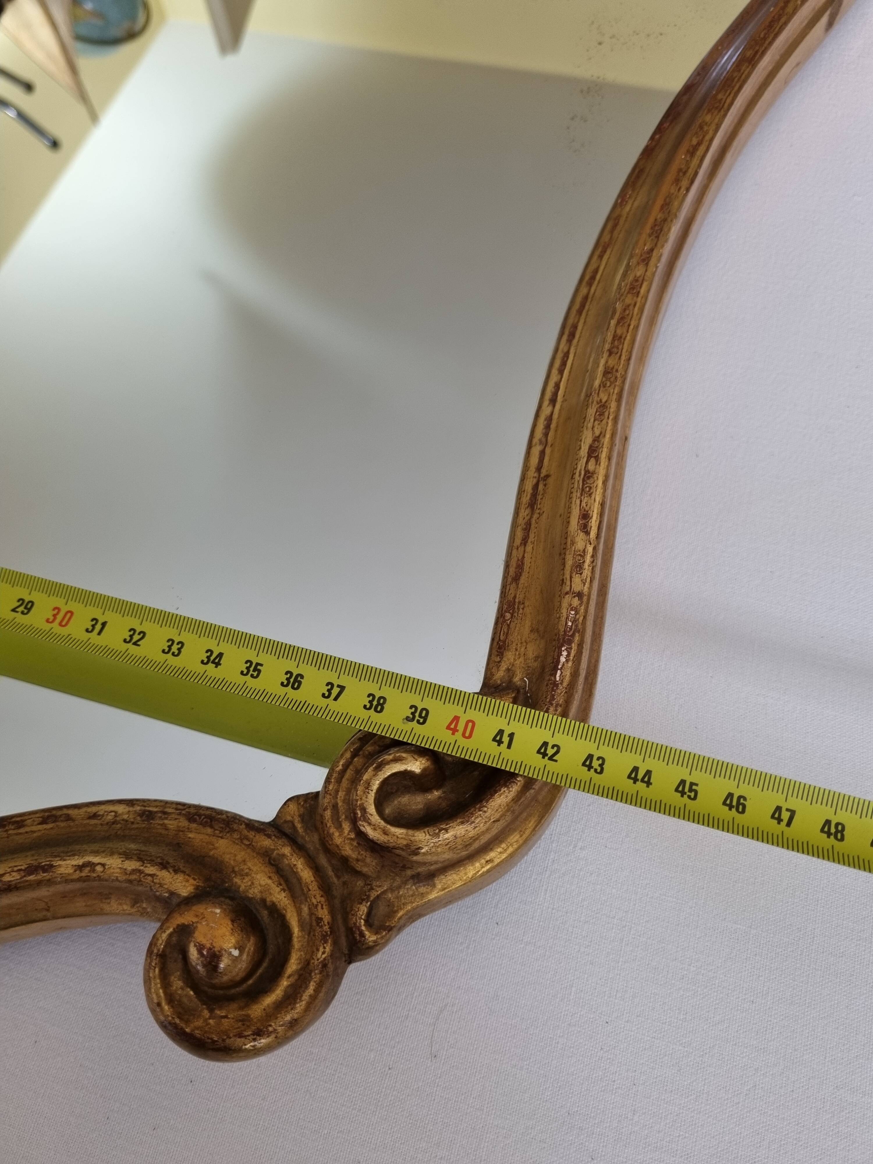 Vintage rocaille style mirror in stucco and wood 80 cm