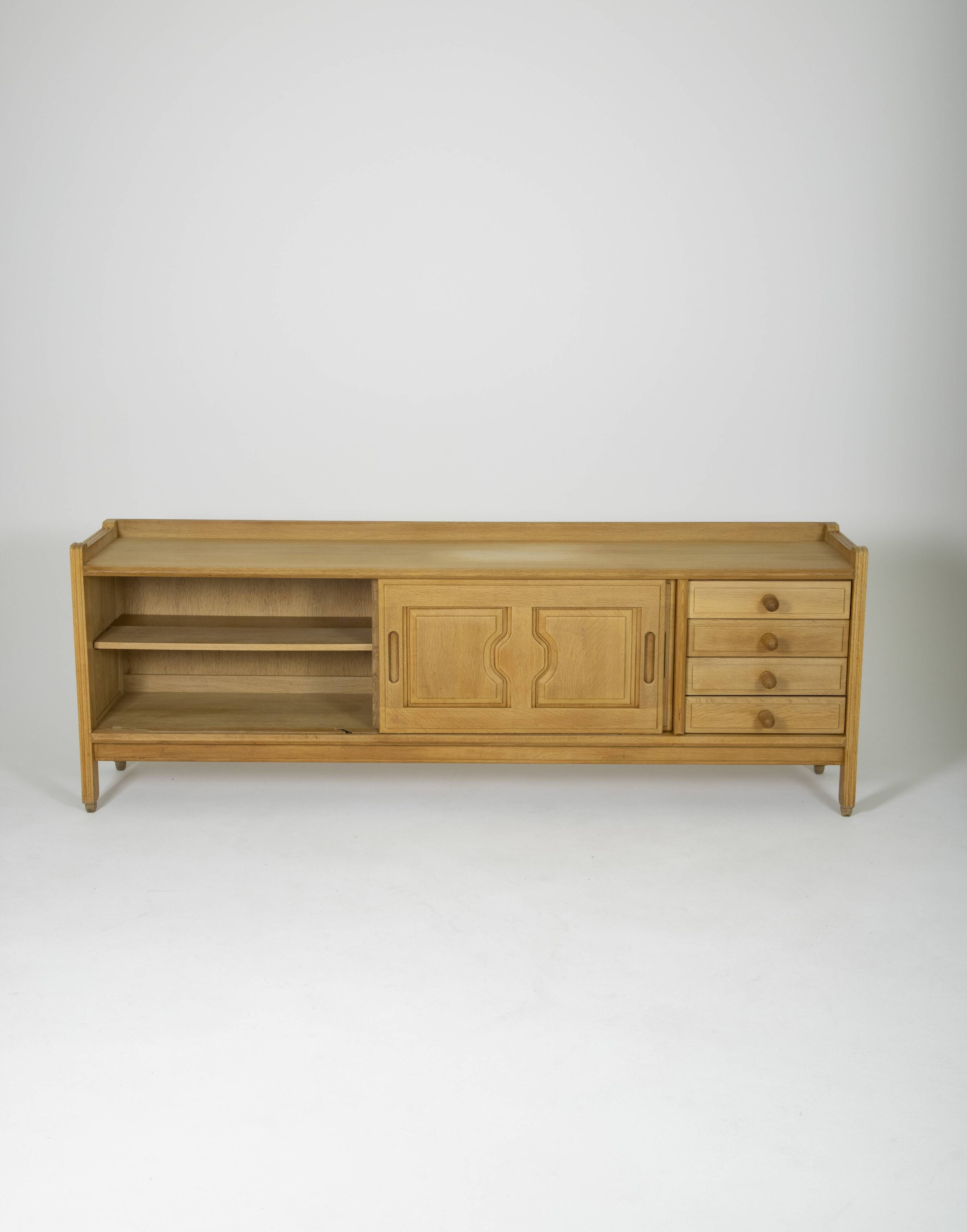 Oak sideboard by Guillerme & Chambron, France 1960s